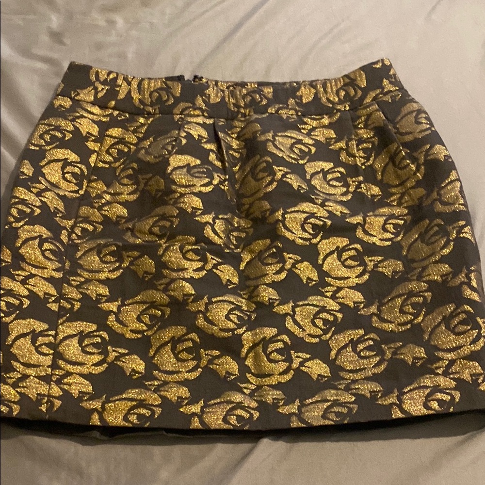 LOFT Black and Gold Embellished Bubble Mini Skirt